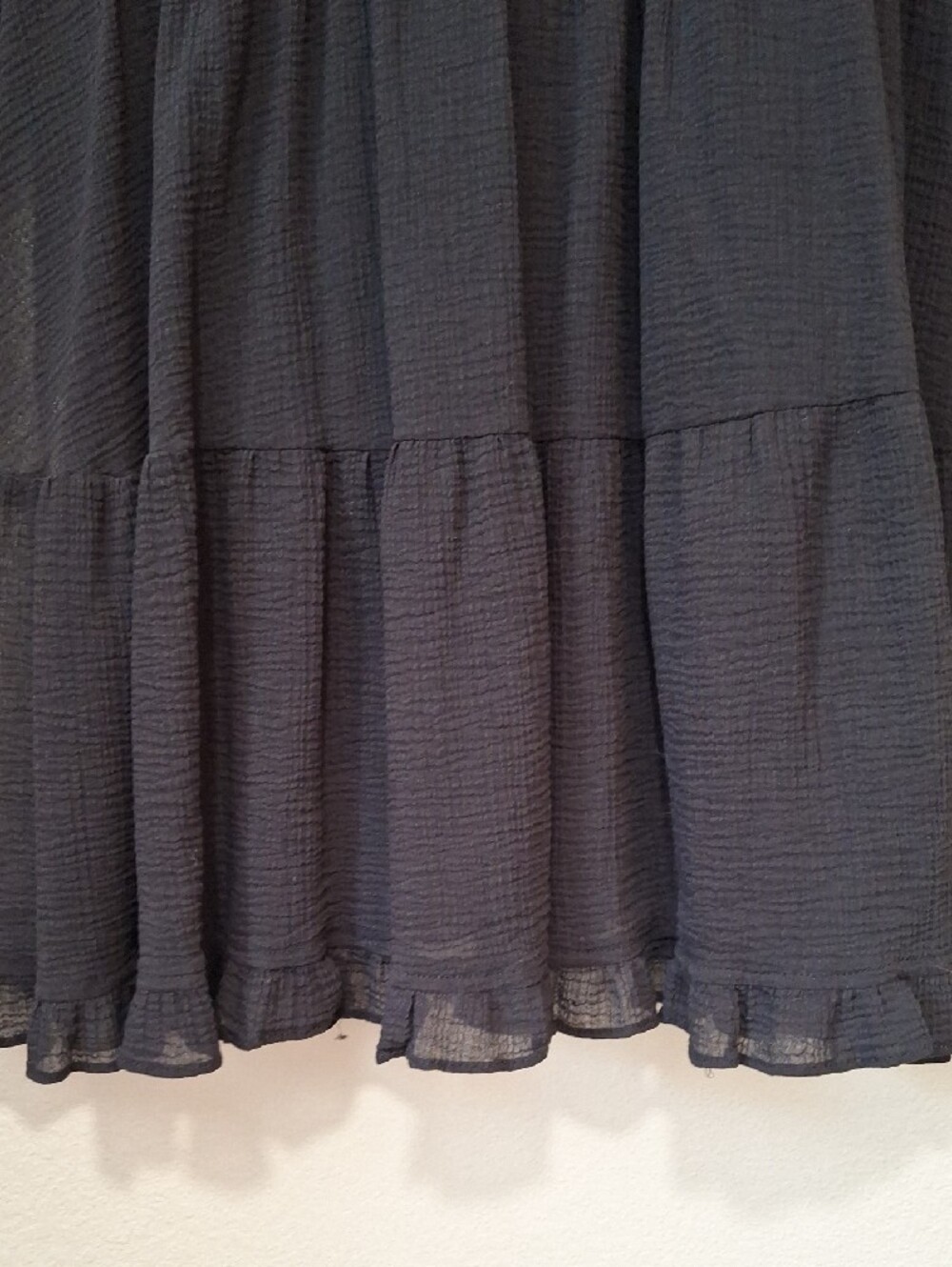 Free People Flouncy Black Crochet-Yoke Tiered Dress, Small - Picture 4 of 7